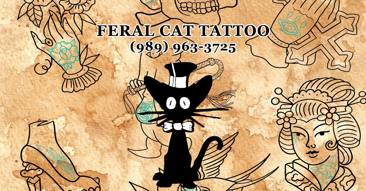 Black and Grey Feral Cat Tattoo Idea  BlackInk